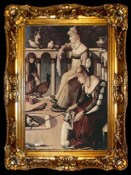framed  Vittore Carpaccio Two Venetian Ladies on a Balcony (nn03), ta009-2